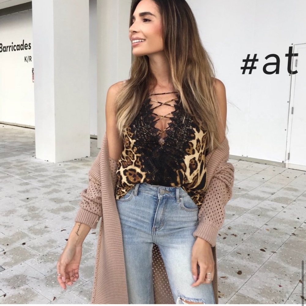 WAYF poise strappy camisole in leopard print